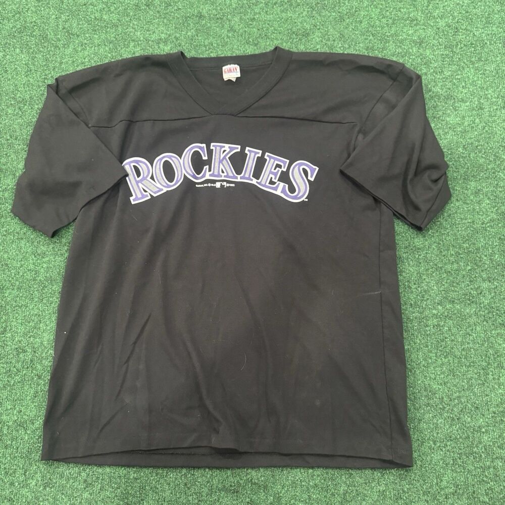 Vintage 1993 Colorado Rockies MLB Tee Garan USA Made Black Shirt L